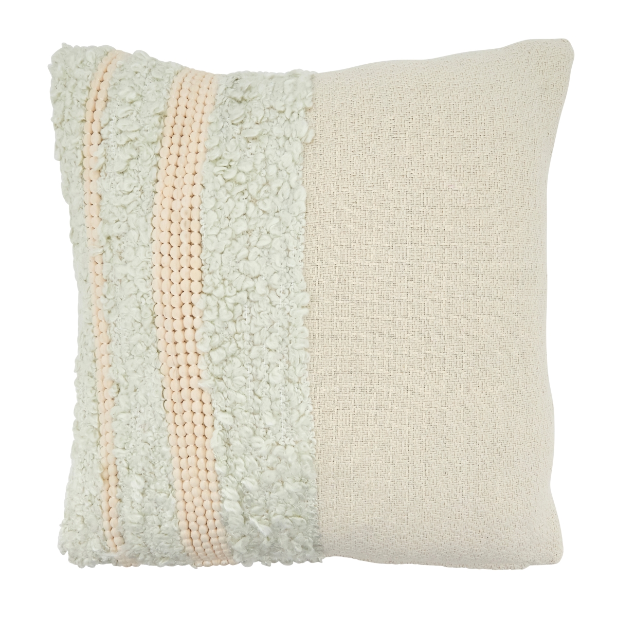 SARO 4434.I18SC 18 in. Square Delicate Pom Pom Applique Throw Pillow Cover  Ivory -  SARO Lifestyle