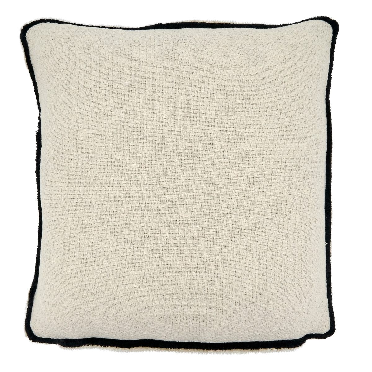 SARO  18 in. Square Poly Filled Throw Pillow with Black & White Reversible Design