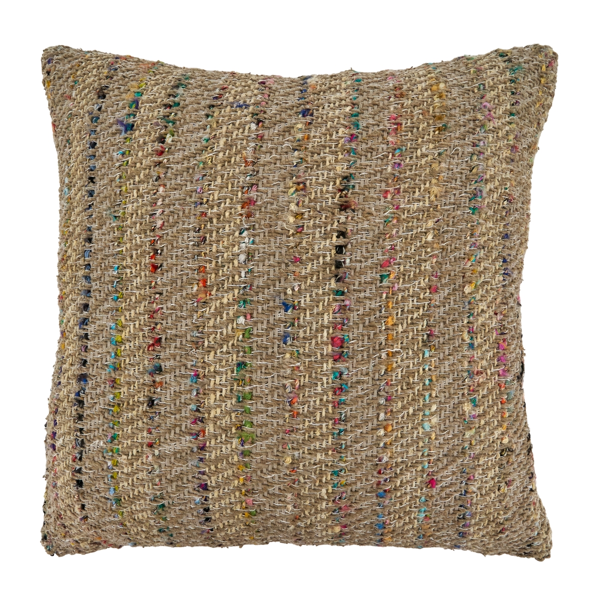 SARO  20 in. Square Poly-Filled Throw Pillow with Thin Stripe Design
