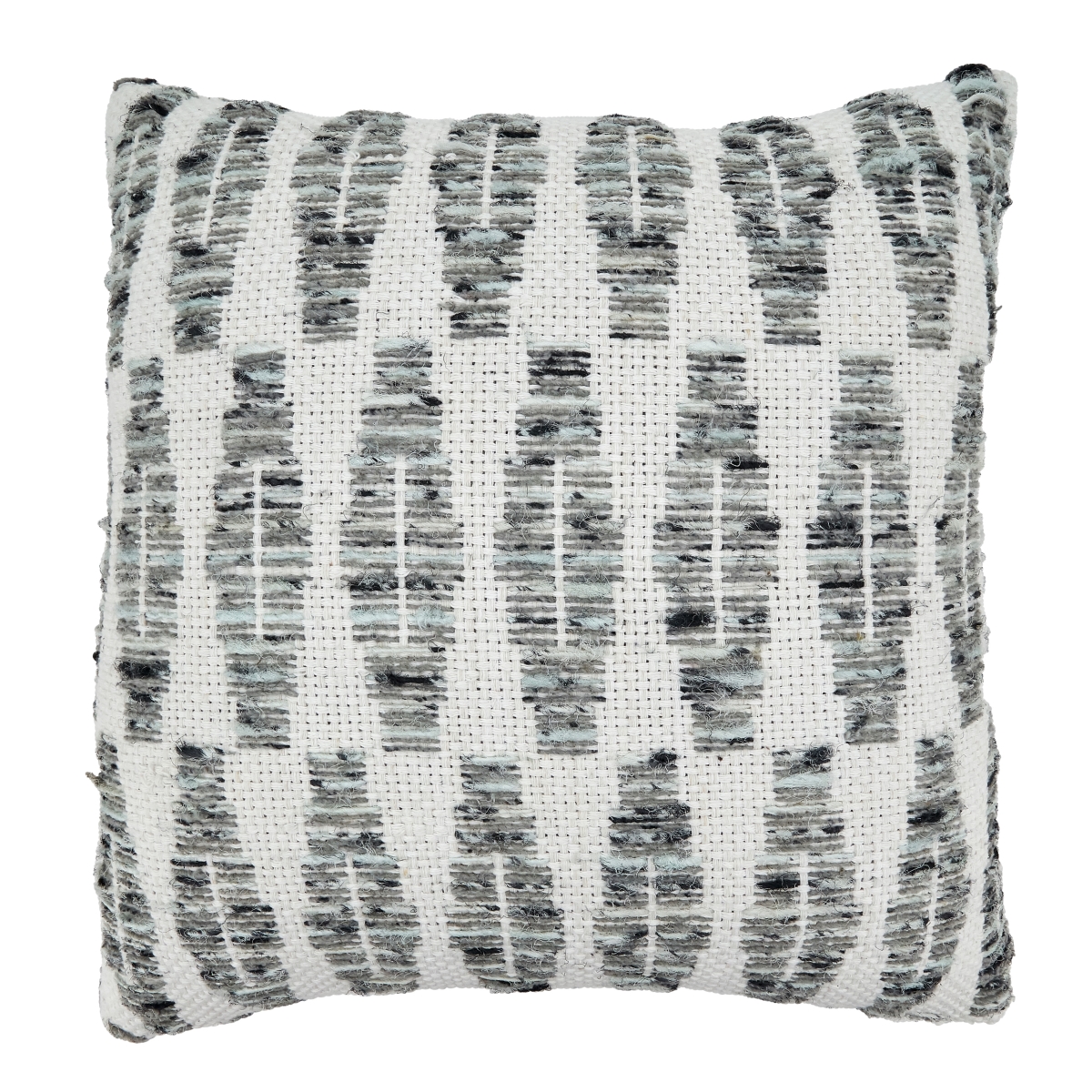SARO  20 in. Square Down Filling Throw Pillow with Grey Diamond Design