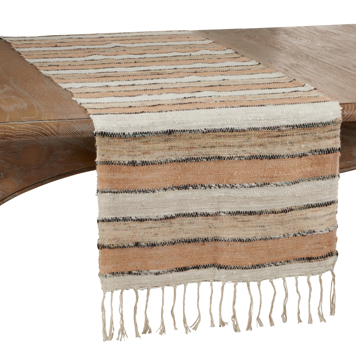 Picture of SARO 2827.N1672B 16 x 72 in. Oblong Table Runner with Natural Wide Stripe Design