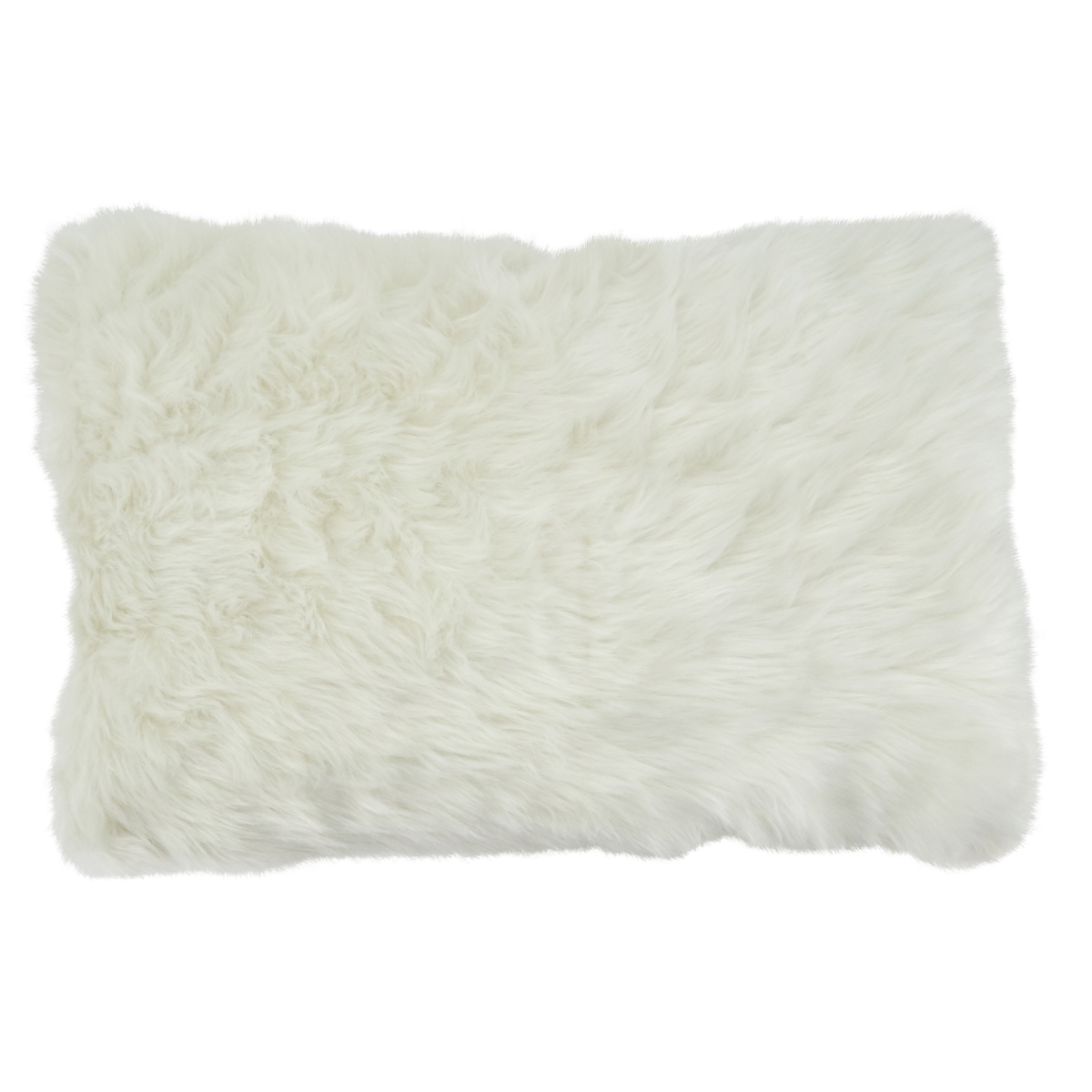 Picture of SARO 110.W1220BP 12 x 20 in. Oblong Poly Filled Faux Fur Throw Pillow  White