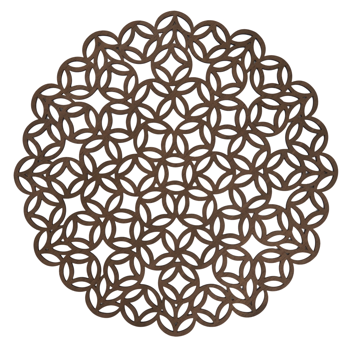 Picture of SARO 1172.BR15R 15 in. Round Placemats with Brown Laser Cut Design - Set of 4