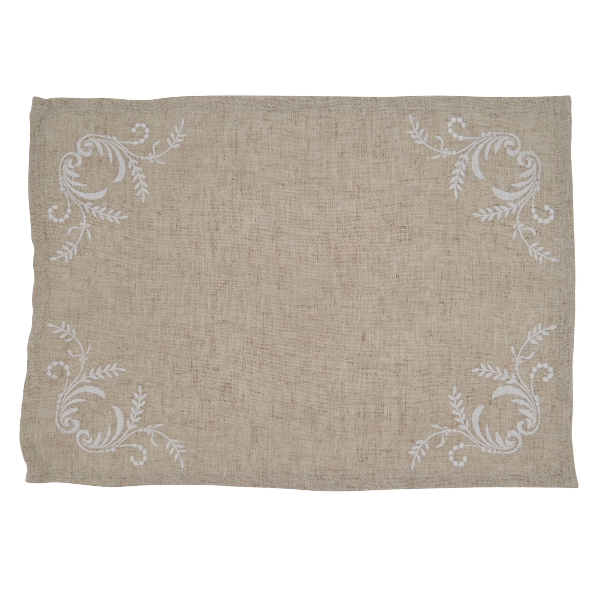 Picture of SARO 9521.N1420B 14 x 20 in. Oblong Elegant Placemats with Natural Embroidered Design - Set of 4