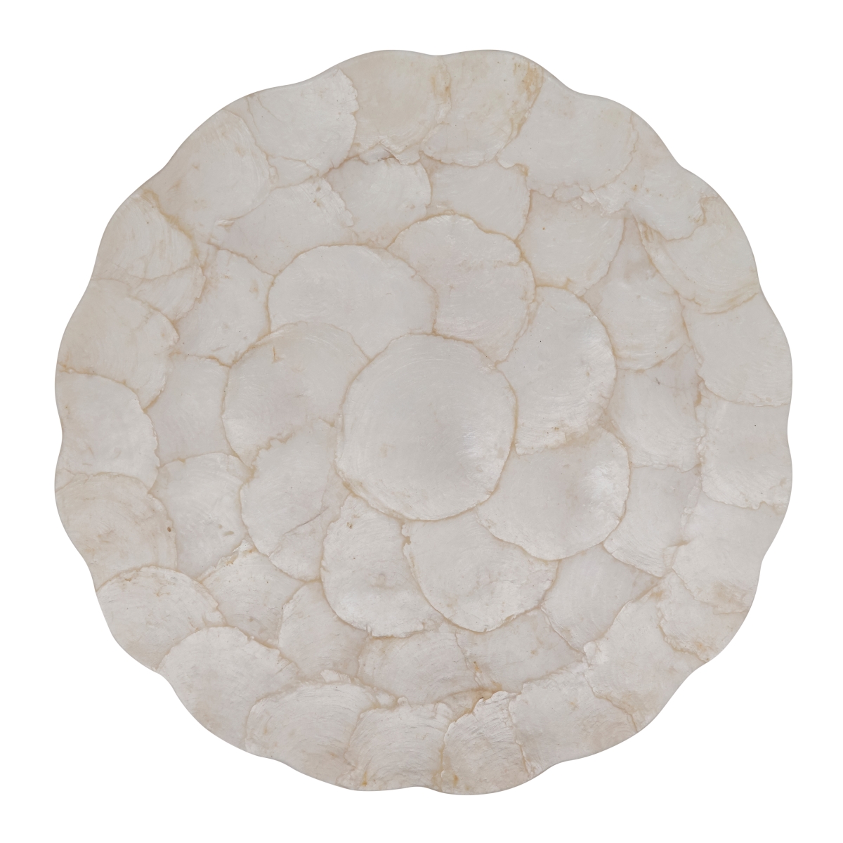 Picture of SARO 1701.I15R 15 in. Round Capiz Placemats with Ivory Scalloped Design - Set of 4