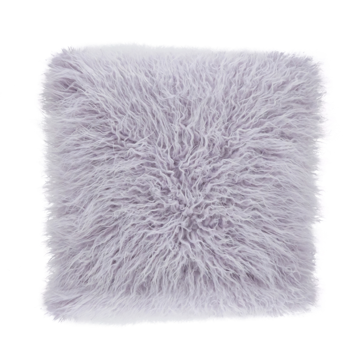 SARO  Mongolian Faux Fur Throw Pillow - Lavender - 22in.