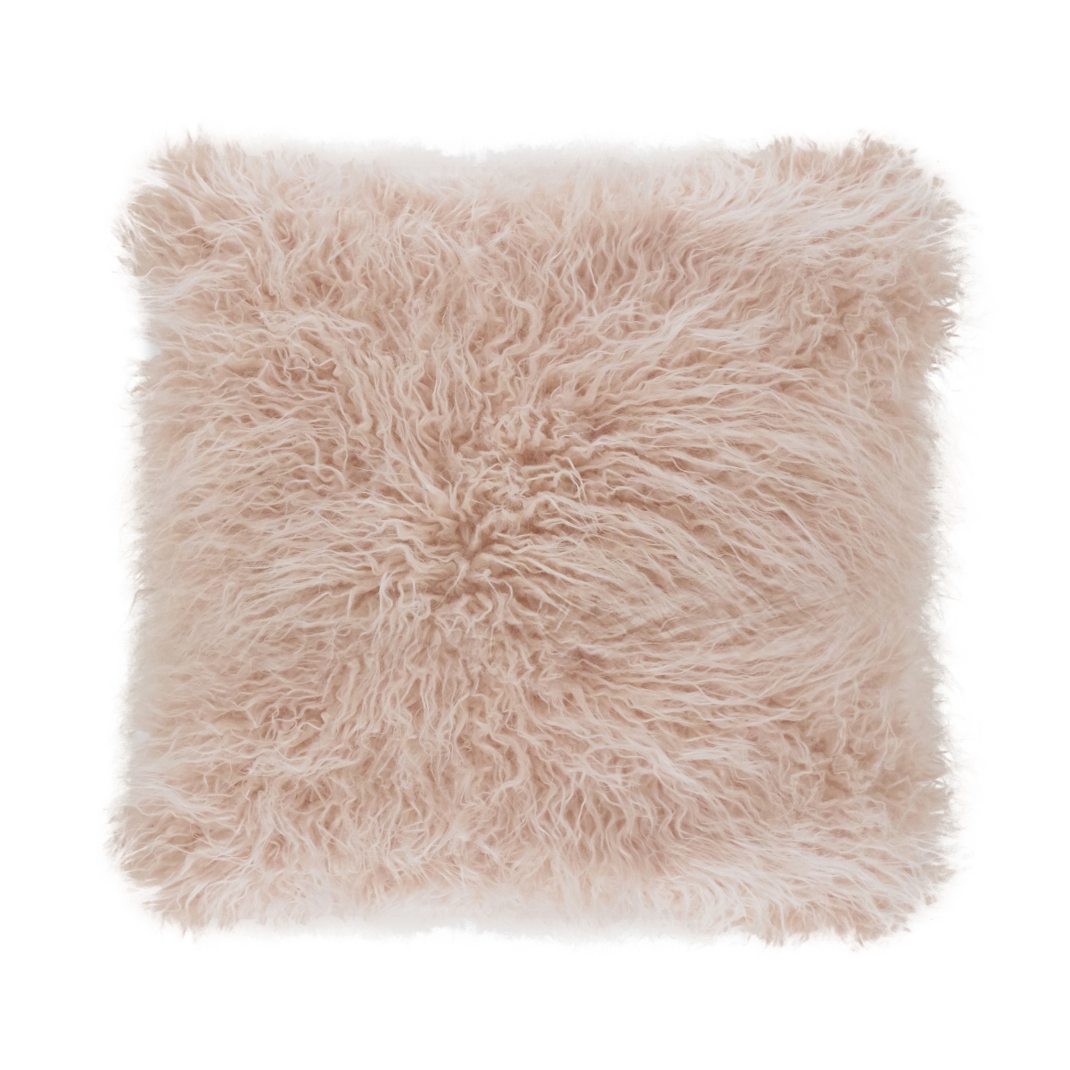 SARO  22 in. Square Mongolian Faux Fur Throw Pillow  Rose