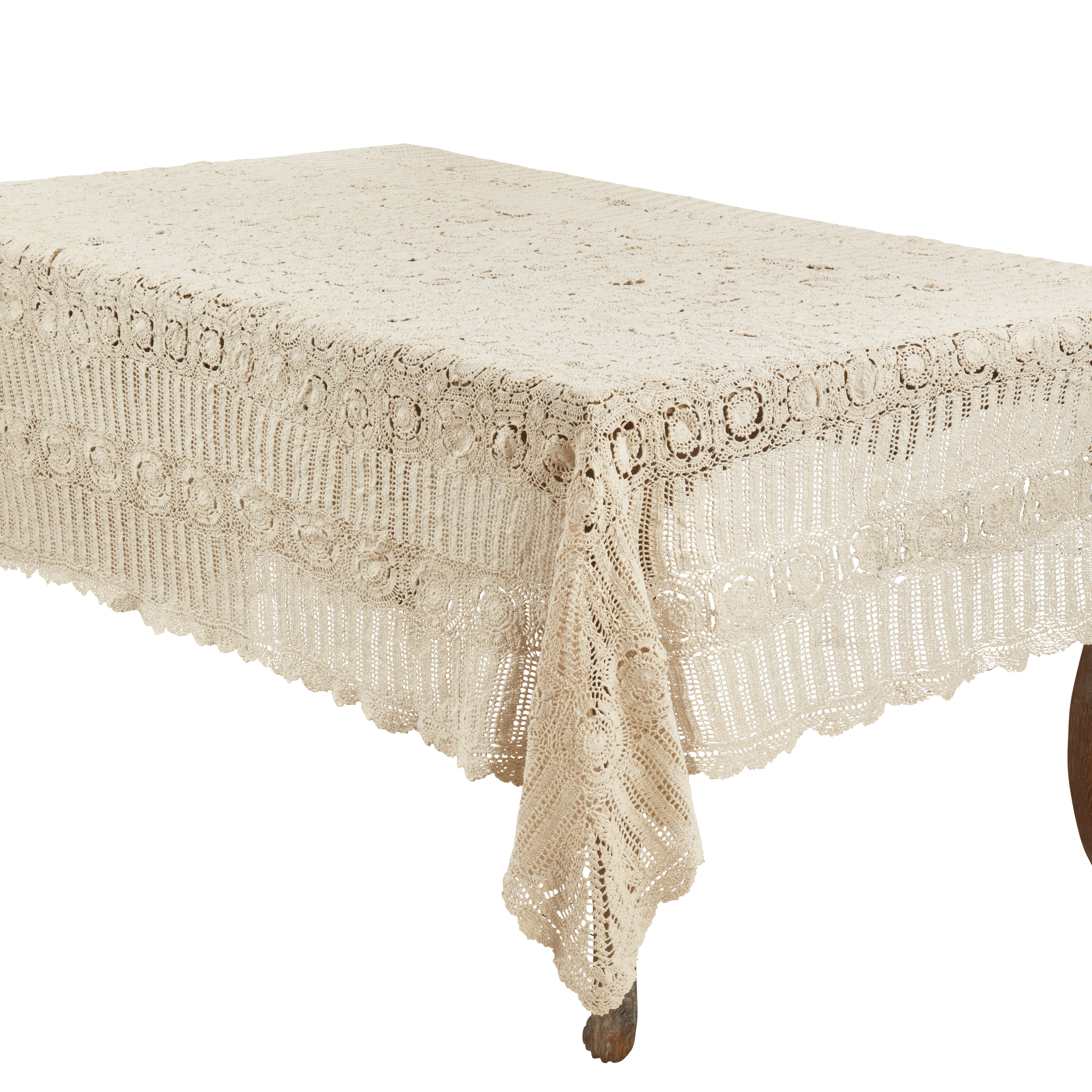 Picture of SARO 869.E7290B 72x90 in. Rectangle Handmade Crochet Cotton Lace Table Linens - Ecru