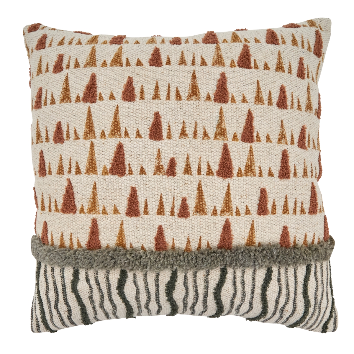 SARO  20 in. Square Poly Filled Printed & Embroidered Abstract Throw Pillow