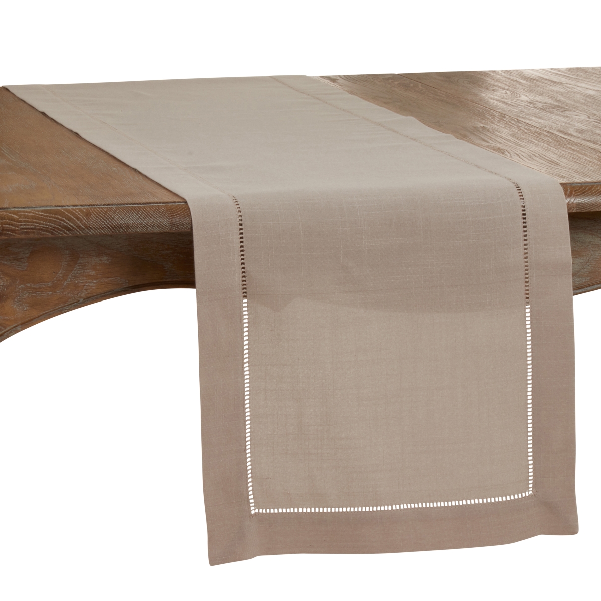 Picture of SARO 6308.T16120B 16 x 120 in. Oblong Classic Hemstitch Border Table Runner  Tan