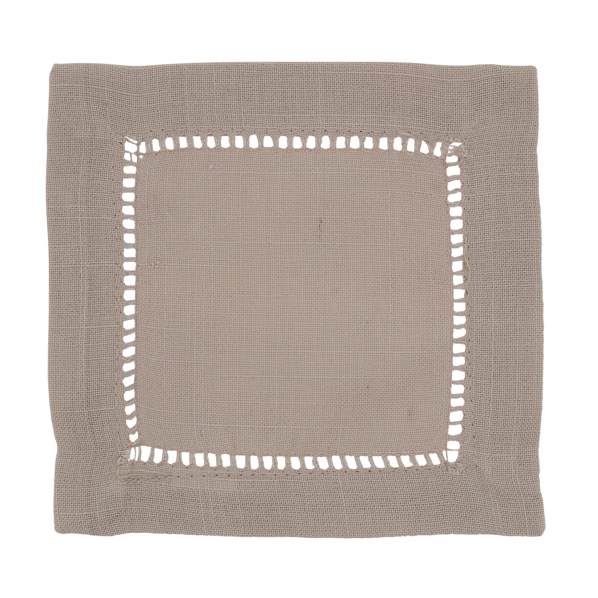 Picture of SARO 6308.T6S 6 in. Square Classic Hemstitch Border Cocktail Napkin  Tan - Set of 12