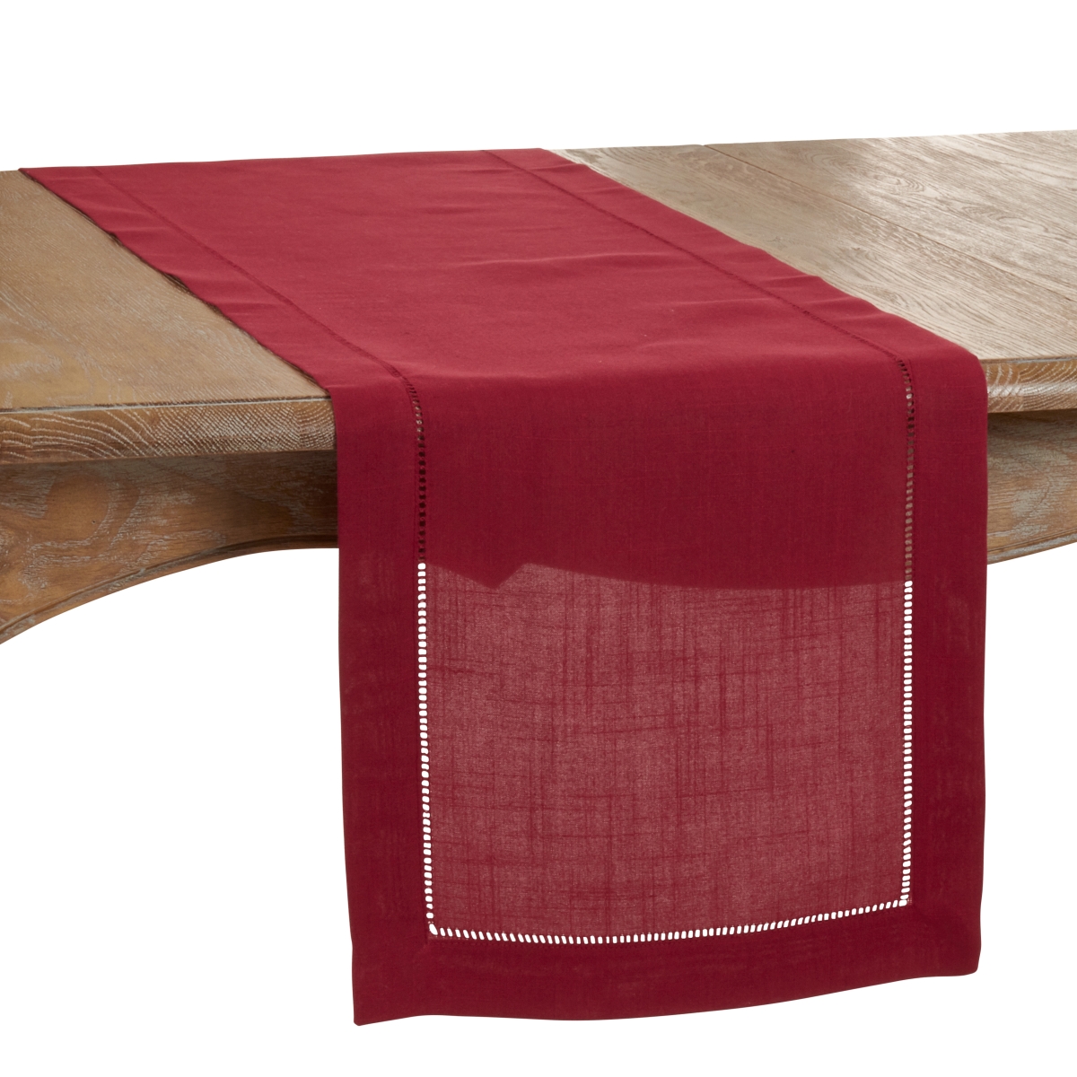Picture of SARO 6309.BU1672B 16 x 72 in. Oblong Classic Hemstitch Border Table Runner  Burgundy