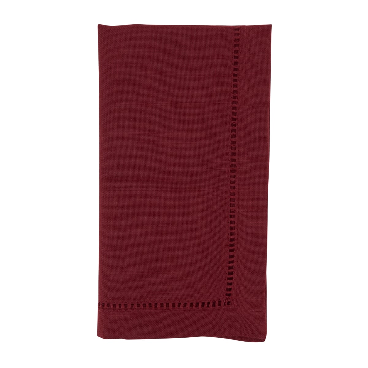 Picture of SARO 6309.BU20S 20 in. Square Classic Hemstitch Border Dinner Napkin  Burgundy - Set of 12