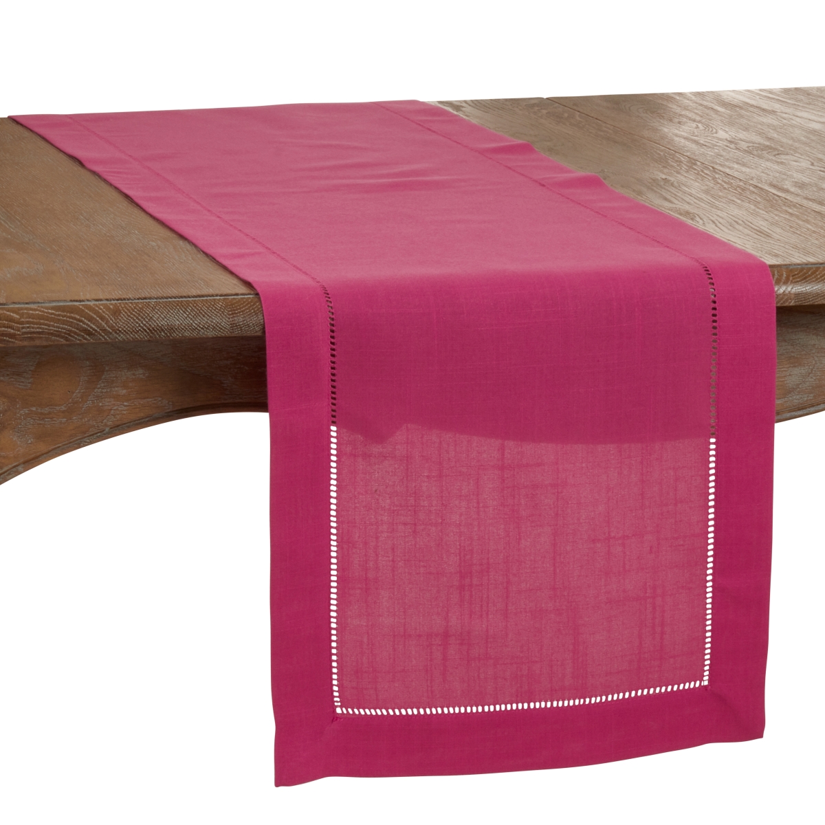 Picture of SARO 6313.FU1690B 16 x 90 in. Oblong Classic Hemstitch Border Table Runner  Fuchsia