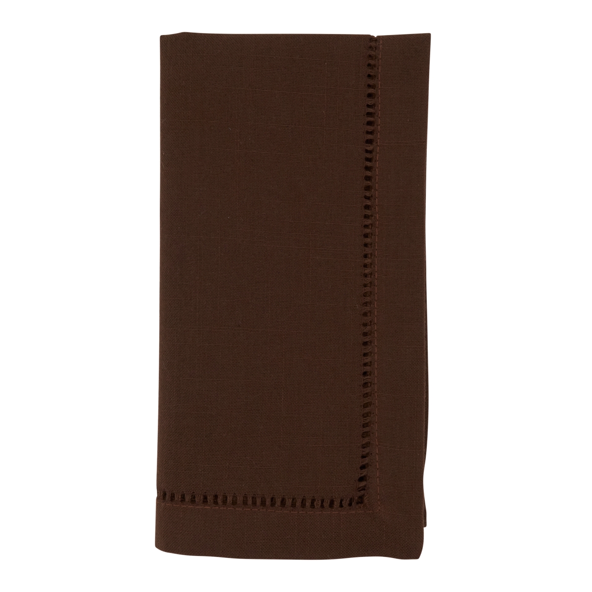 Picture of SARO 6314.CT20S 20 in. Square Classic Hemstitch Border Dinner Napkin  Chocolate - Set of 12