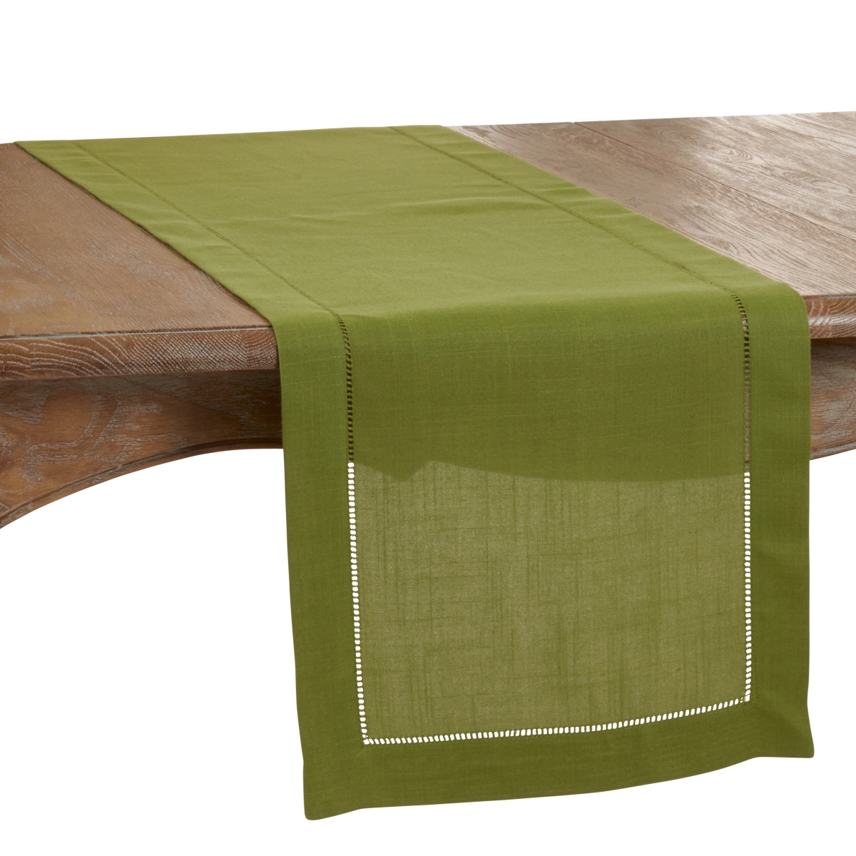Picture of SARO 6315.K16120B 16 x 120 in. Oblong Classic Hemstitch Border Table Runner  Kelly Green
