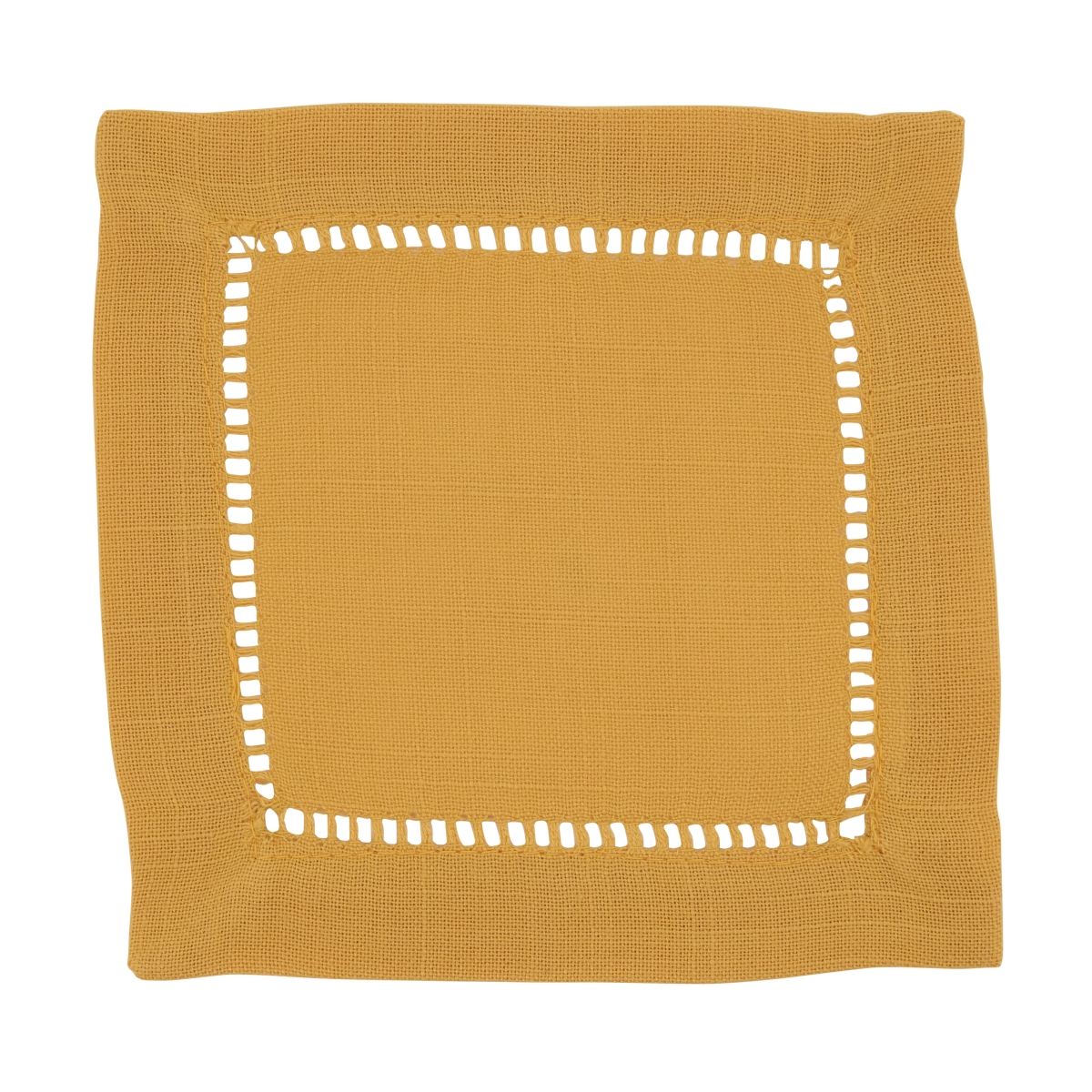 Picture of SARO 6316.MU6S 6 in. Square Classic Hemstitch Border Cocktail Napkin  Mustard - Set of 12
