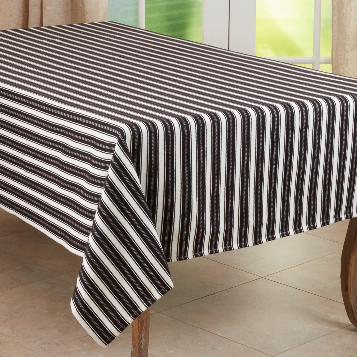 Picture of SARO 306.BW65120B Cotton Tablecloth with Striped Design