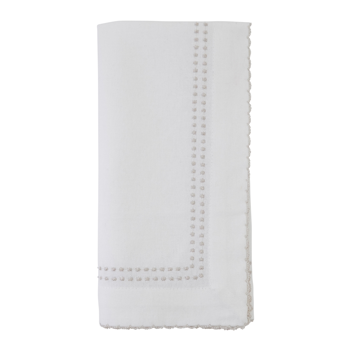 Picture of SARO 1187.S18S Cotton Dinner Napkins with Embroidered Border Design - Set of 4