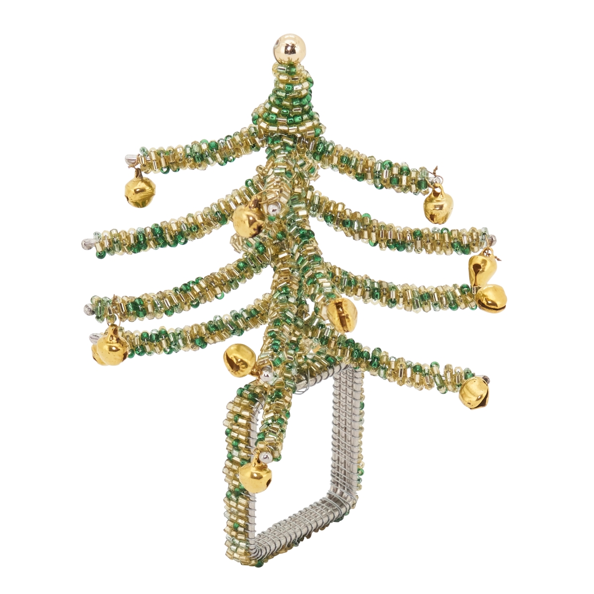 Picture of SARO NR423.G Beaded Napkin Rings with Christmas Tree Design - Set of 4