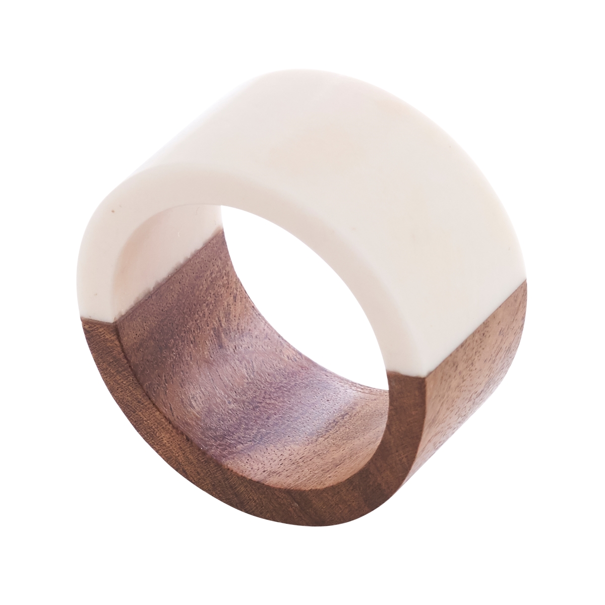Picture of SARO NR538.W Wood &amp; Resin Napkin Rings with Two-Tone Design