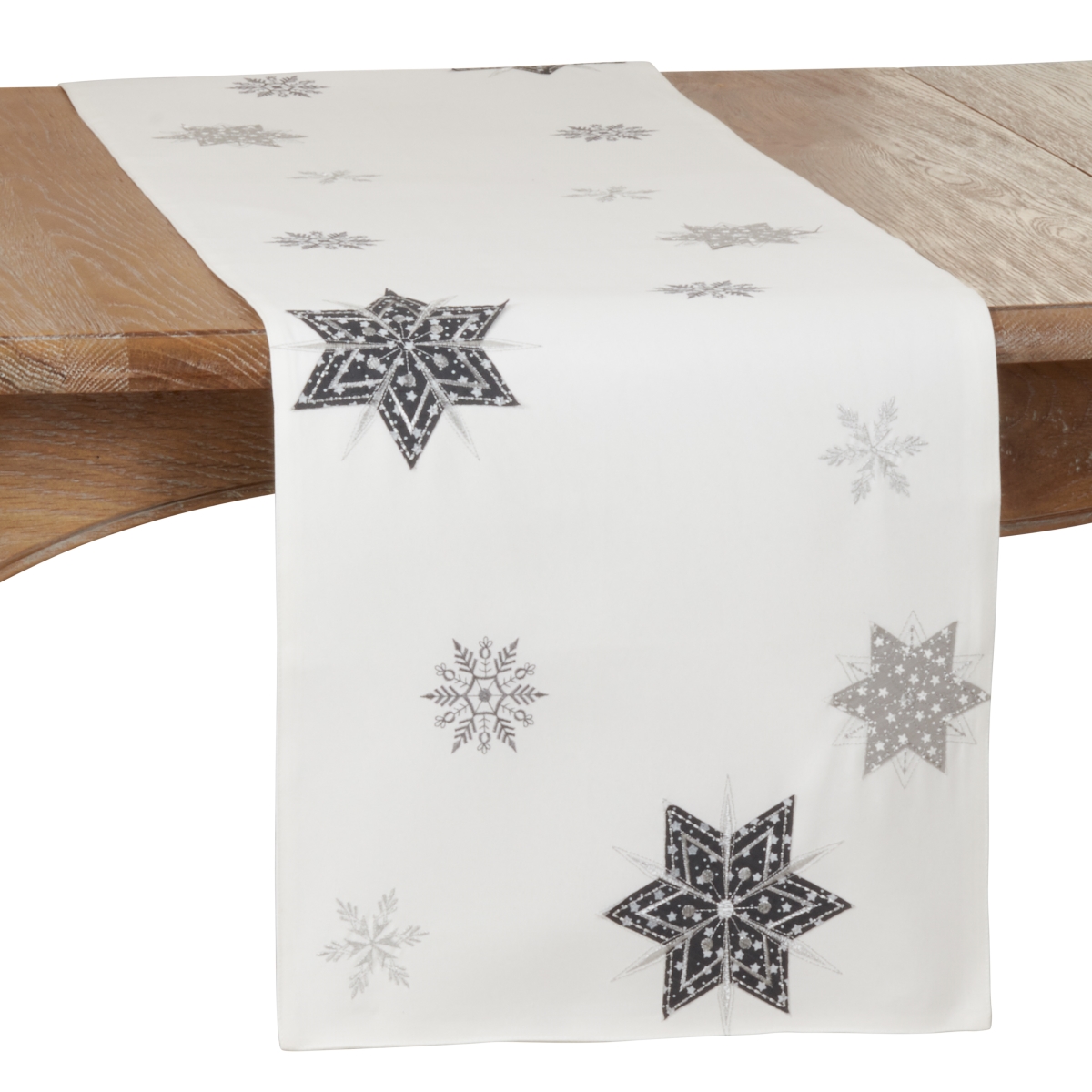 Picture of SARO 4515.W1670B Table Runner with Embroidered Snowflakes Design