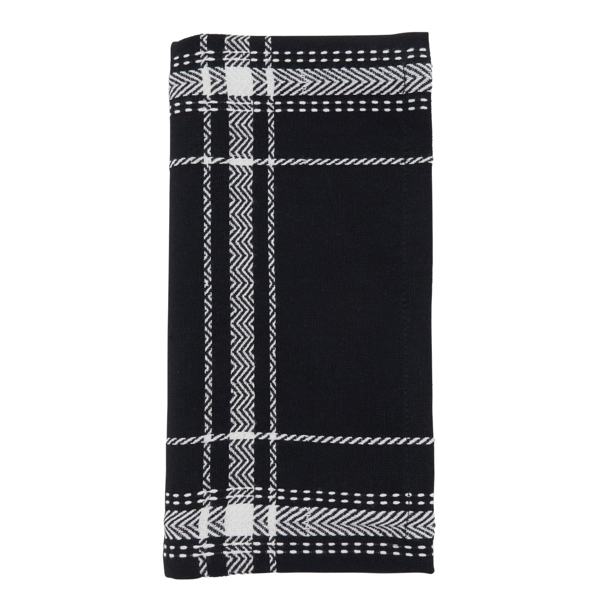 Picture of SARO 399.BK20S Plaid Design Cotton Dinner Napkins - Set of 4