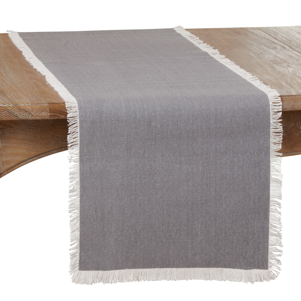 Picture of SARO 443.GY1672B Table Runner with Fringe Border Design