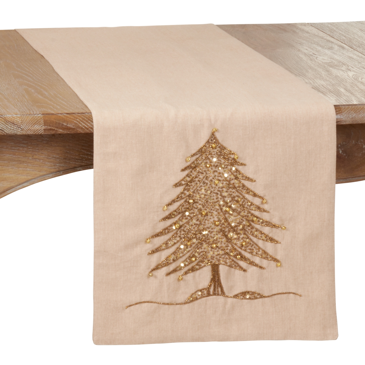 Picture of SARO 1025.GL1672B Table Runner with Beaded Christmas Tree Design