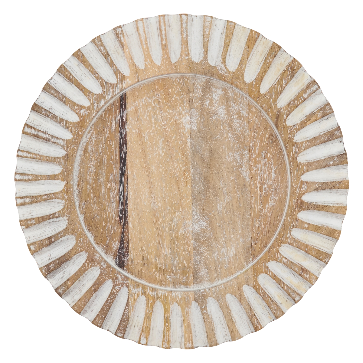 Picture of SARO CH213.N13R Wood Charger Plates with Fluted Edge - Set of 4