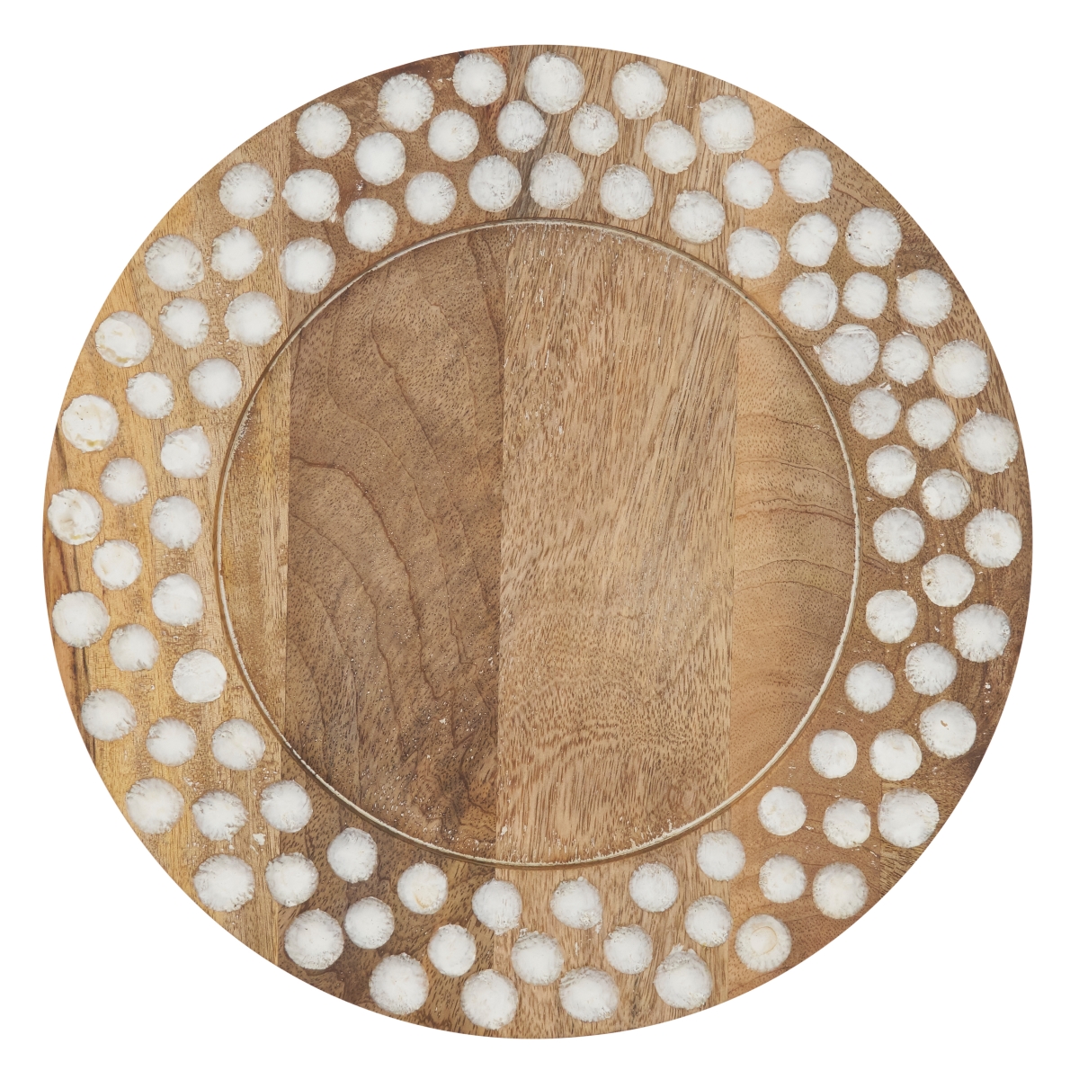 Picture of SARO CH214.N13R Wood Charger Plates with Dot Design - Set of 4