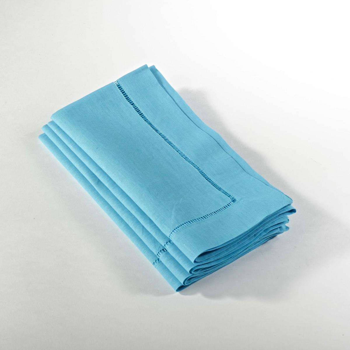 Picture of SARO 6100C.TQ20S 20 in. Everyday Square Hemstitched Dinner Napkin - Turquoise  Set of 4