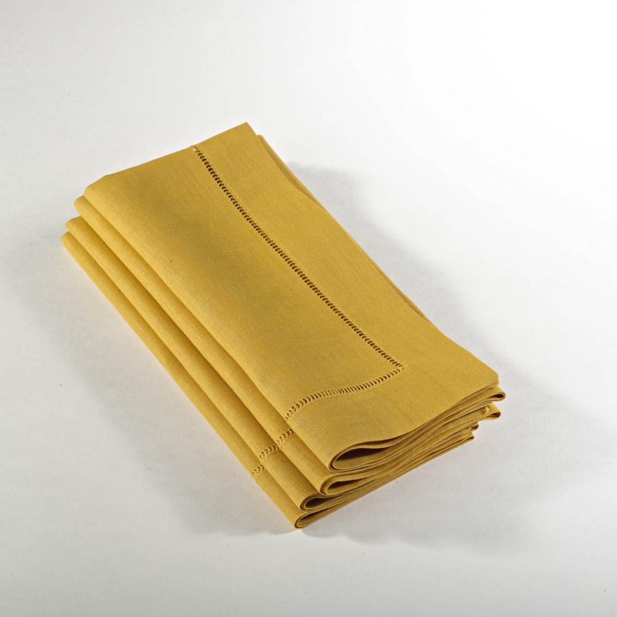 Picture of SARO 6100C.MU20S 20 in. Everyday Square Hemstitched Dinner Napkin - Mustard  Set of 4