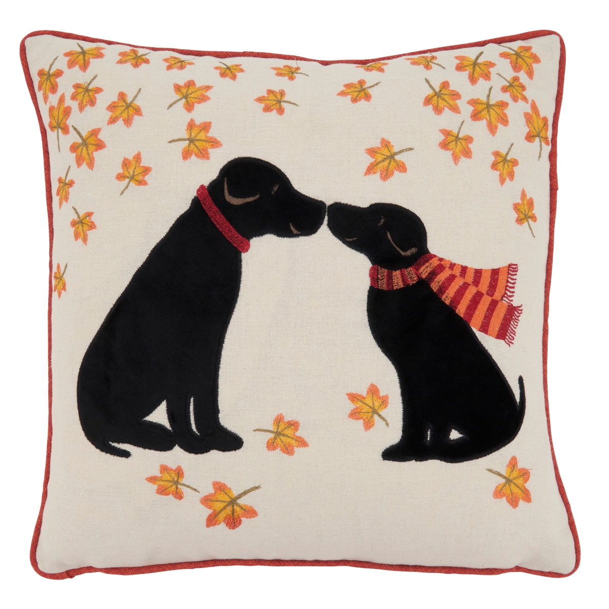SARO 1821.M16SC 16 in. Square Multicolor Puppy Love Throw Pillow Cover