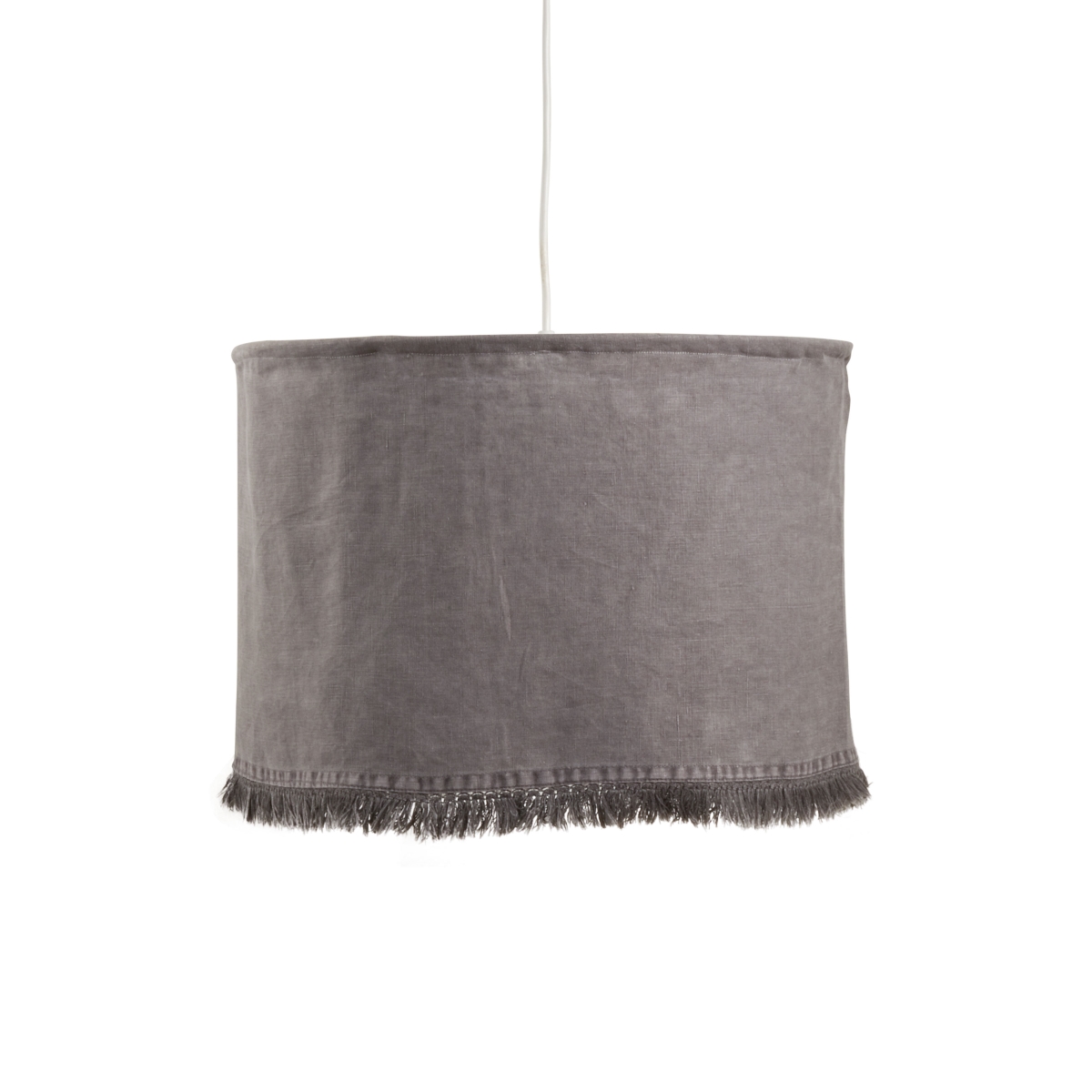 SARO  12 x 18 in. Slate Stonewashed Fringe Lamp Shade