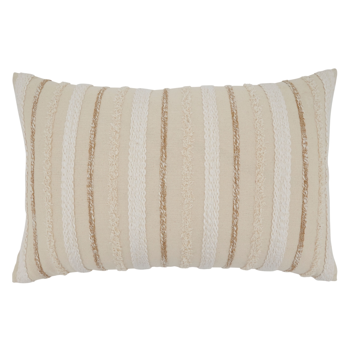 SARO  16 x 24 in. Oblong Natural Down-Filled Woven Stripe Design Throw Pillow
