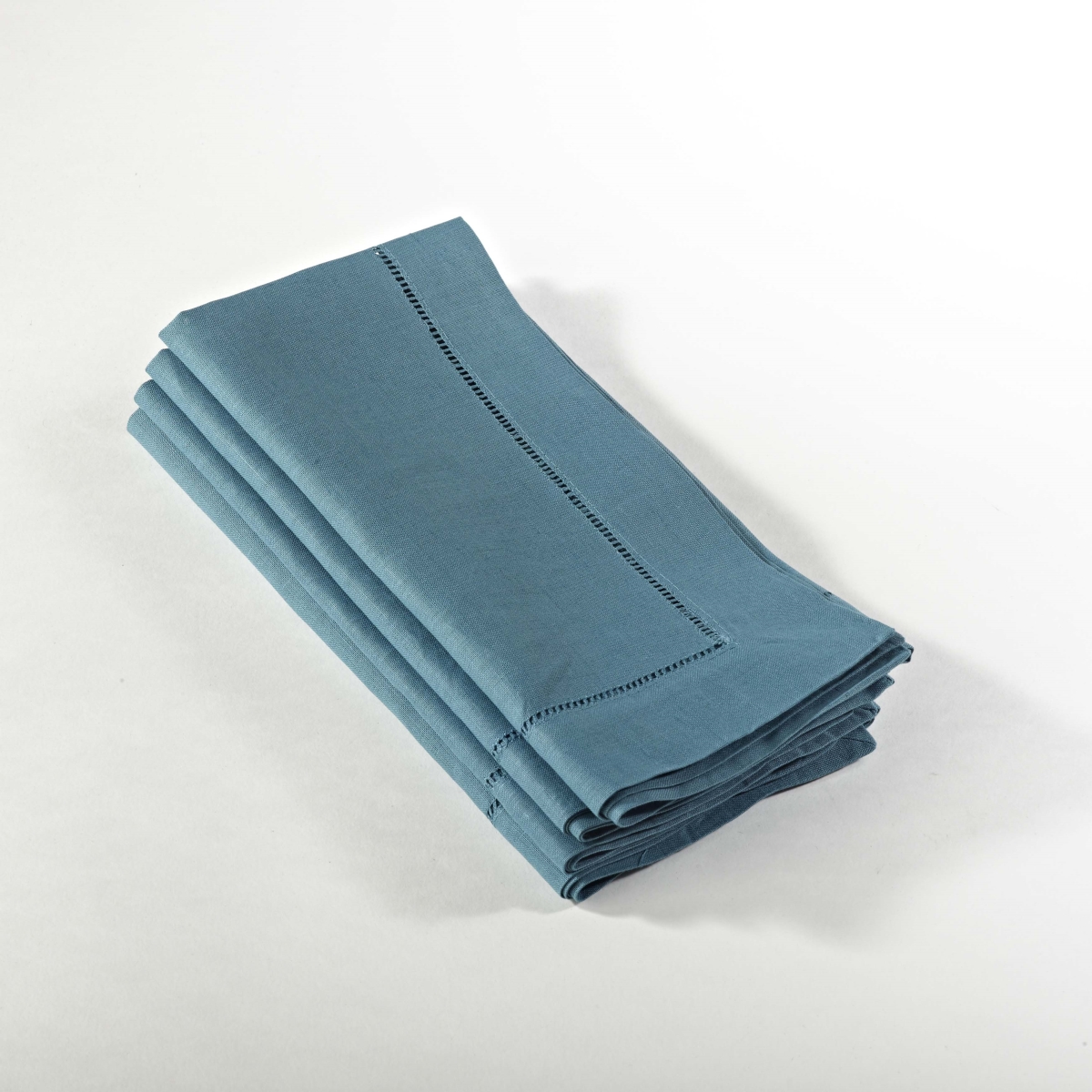 Picture of SARO 6100C.IN20S 20 in. Flocked Dot Square Hemstitched Dinner Napkin - Indigo  Set of 4