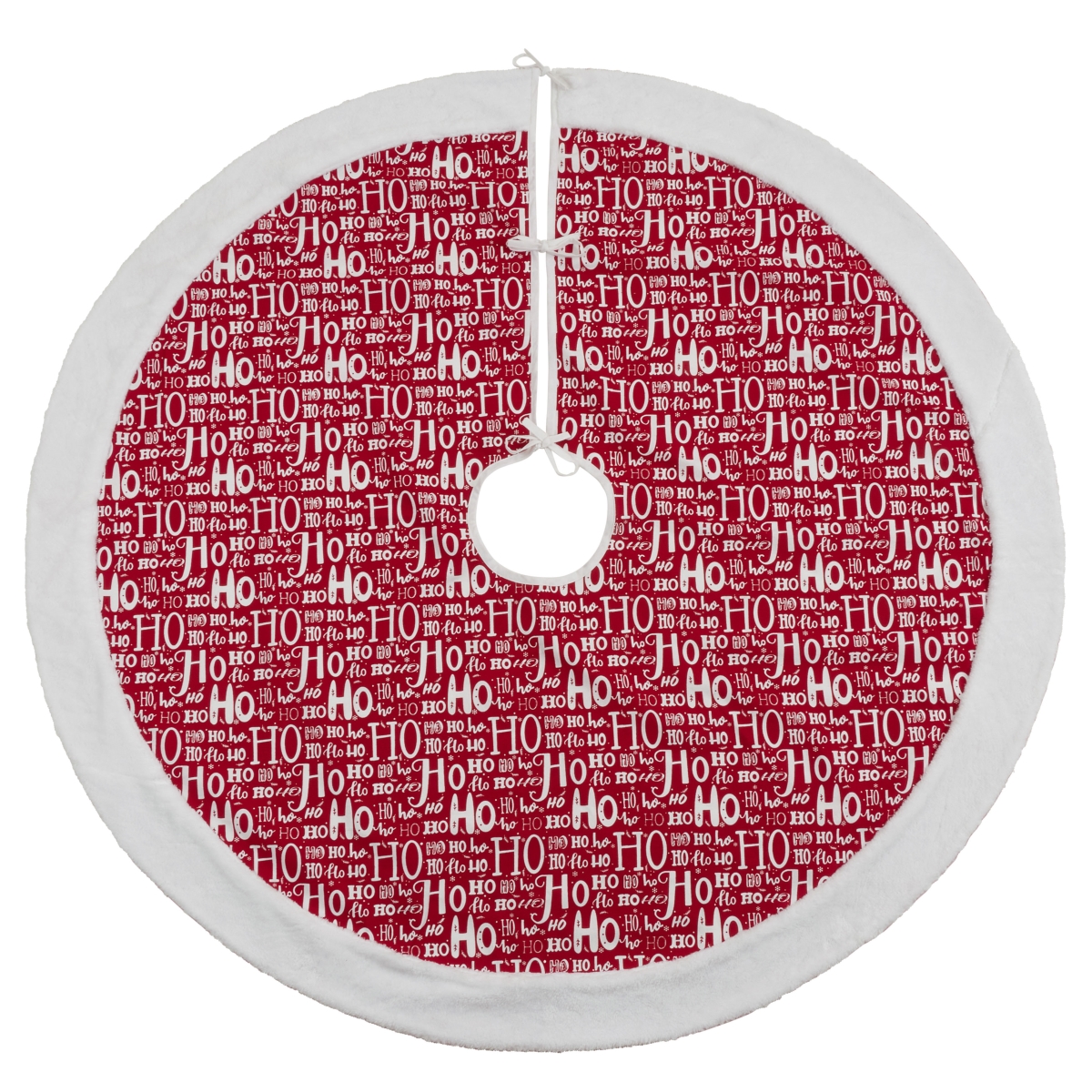 SARO  72 in. Round Red Ho Ho Ho Christmas Tree Skirt