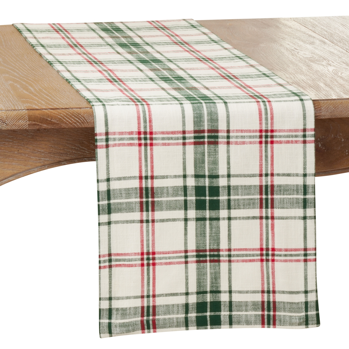 Plaid Runner - 14"x72" | Oblong | White/Green | 1 Pc.