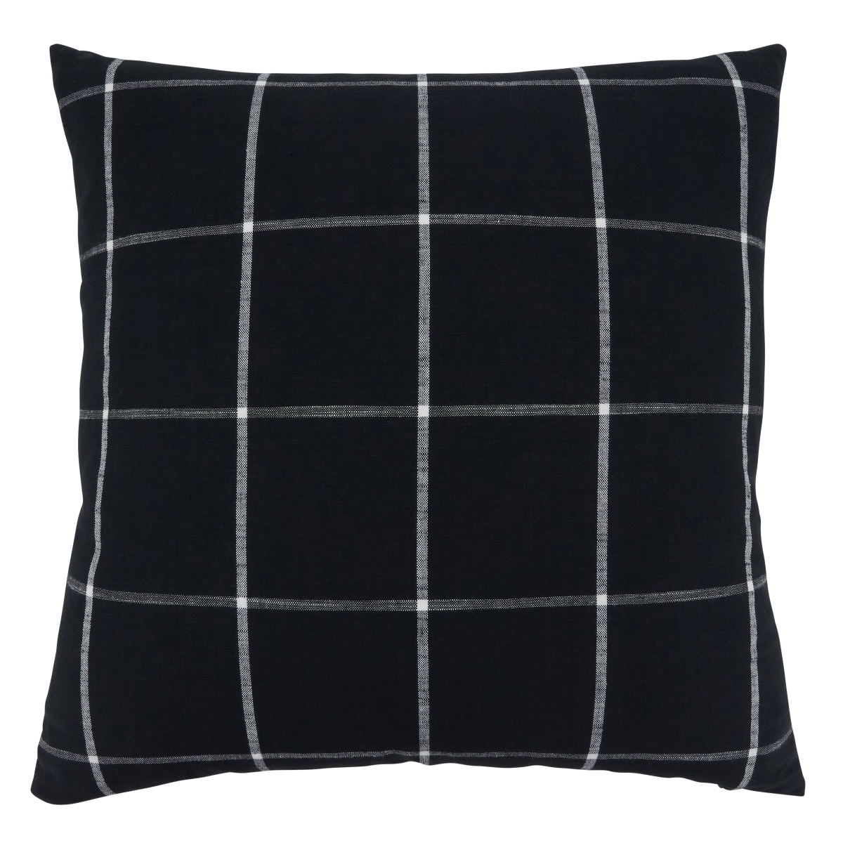 SARO  20 in. Square Black Large Plaid Pillow Cover