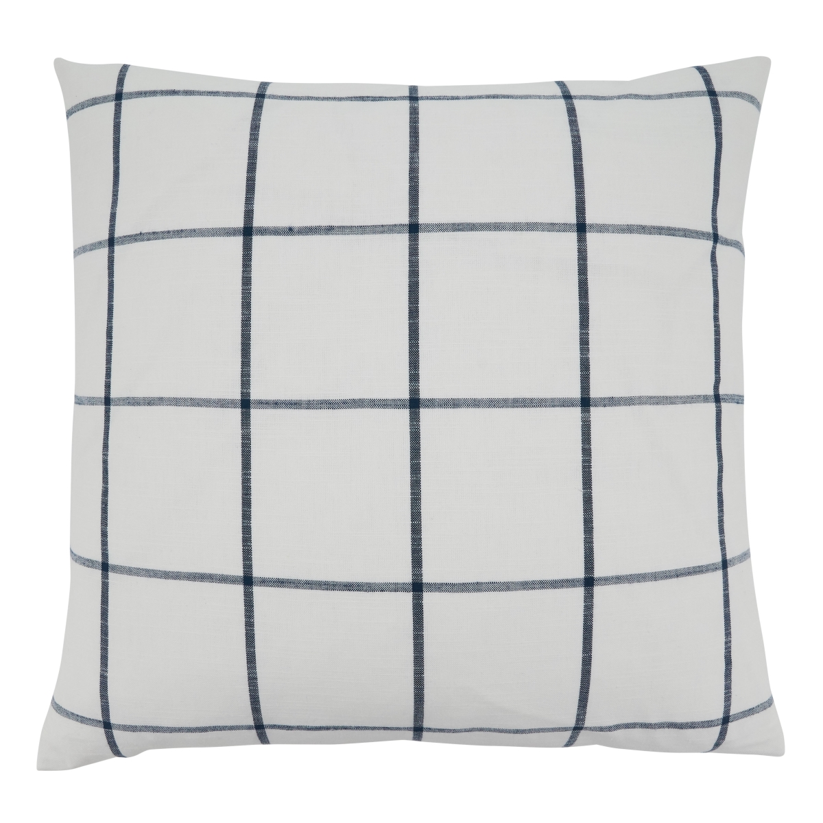 SARO  20 in. Square White Large Plaid Throw Pillow with Poly Filling