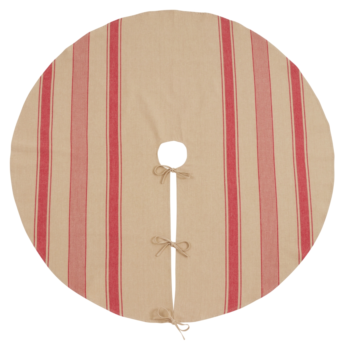 SARO  72 in. Round Red Banded Design Tree Skirt