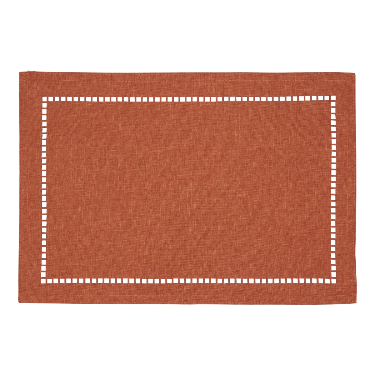 Picture of SARO 9738.RU1319B 13 x 19 in. Oblong Rust Laser-Cut Hemstitch Placemats  Set of 4