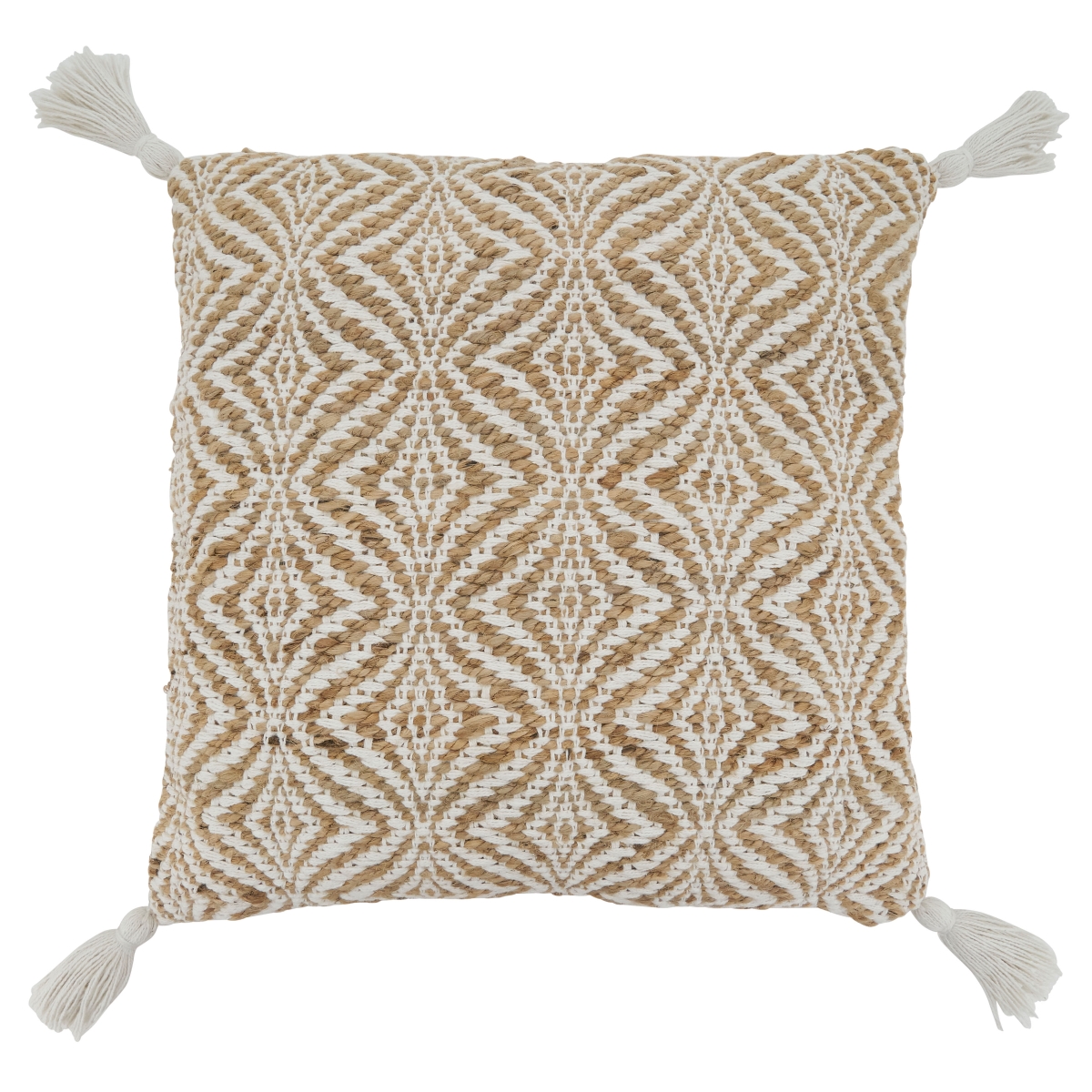 SARO  20 in. Square Natural Jute Woven Throw Pillow Cover