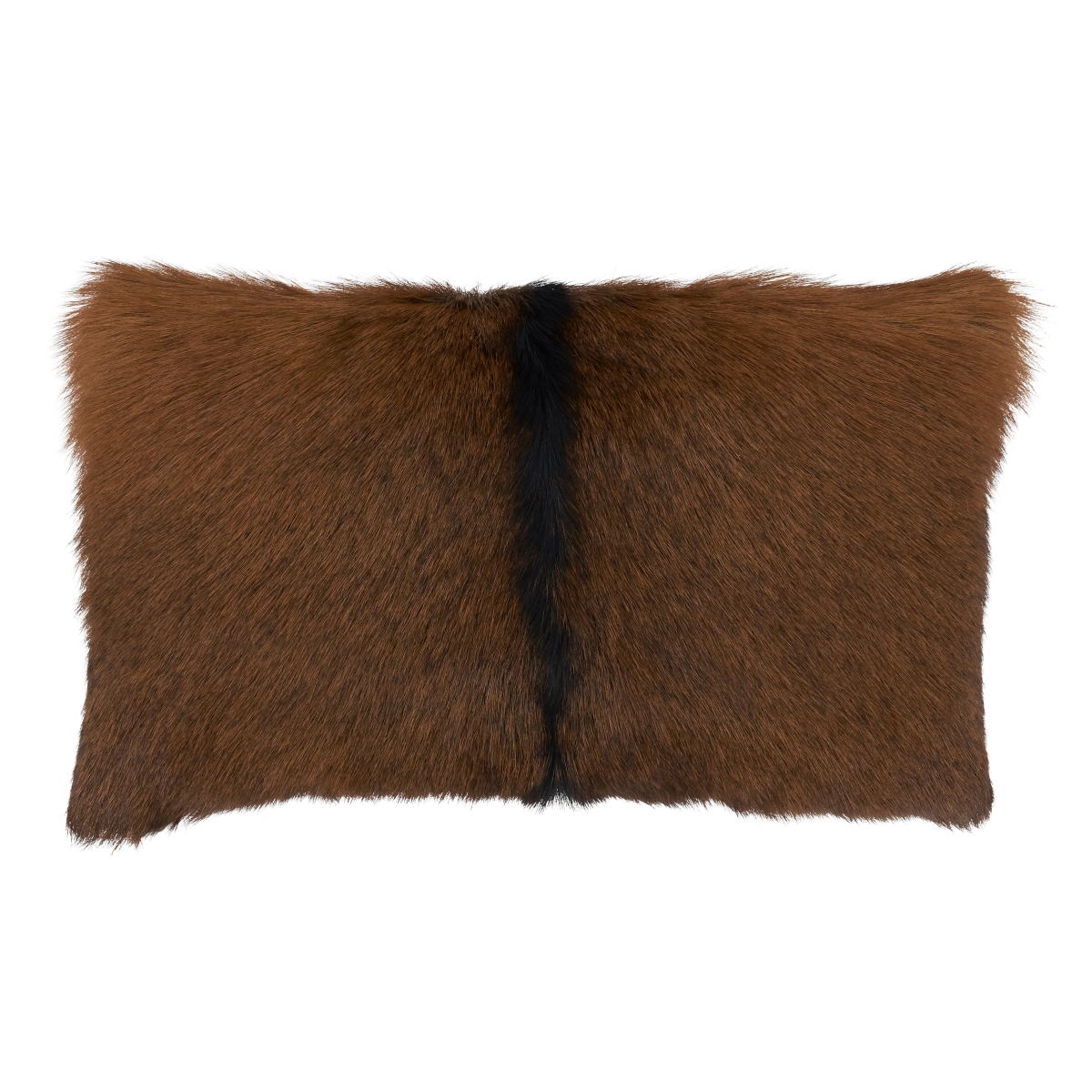 SARO  Goat Fur Throw Pillow - Brown - 12 x 20 in.