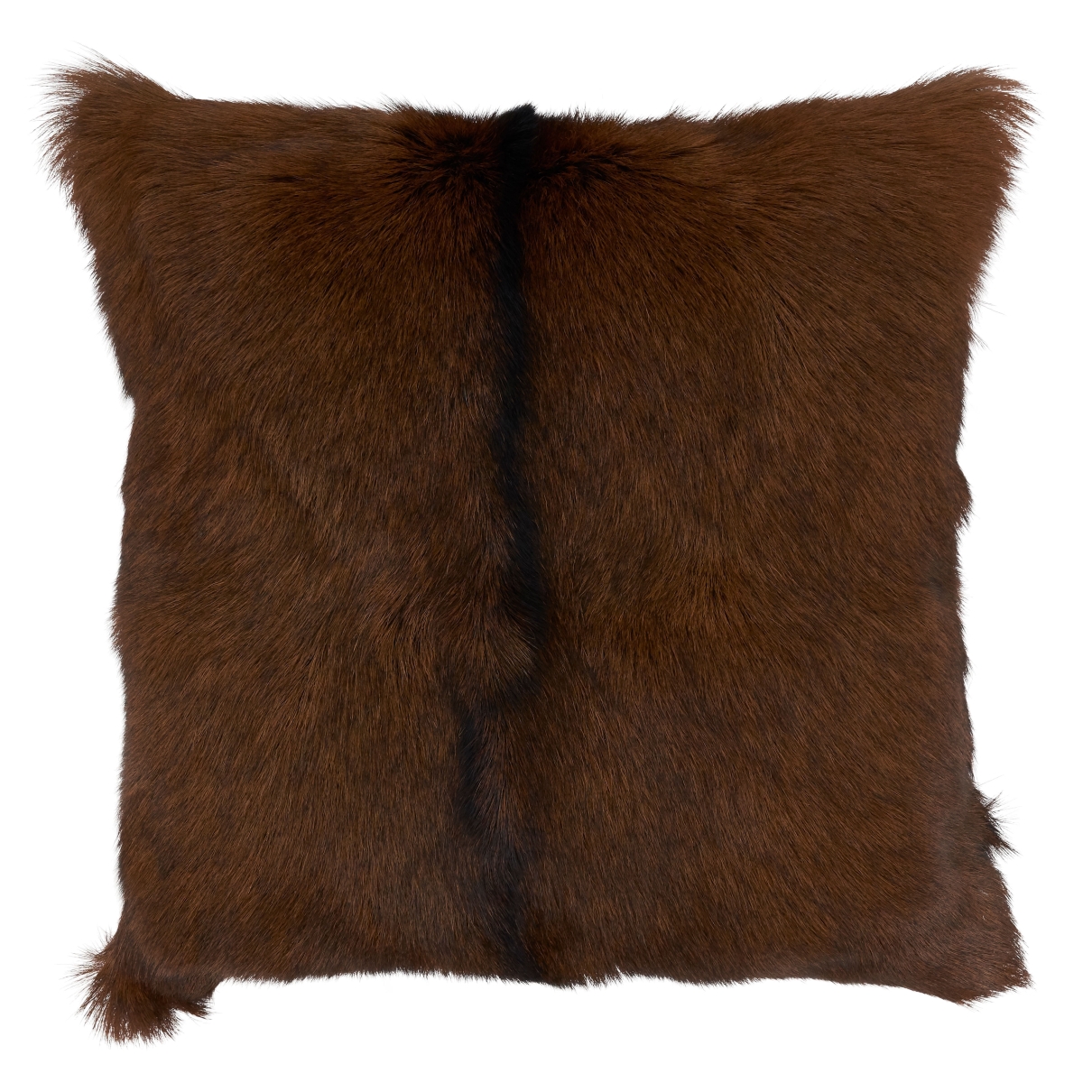 SARO  18 in. Square Brown Goat Fur Throw Pillow with Poly Filling