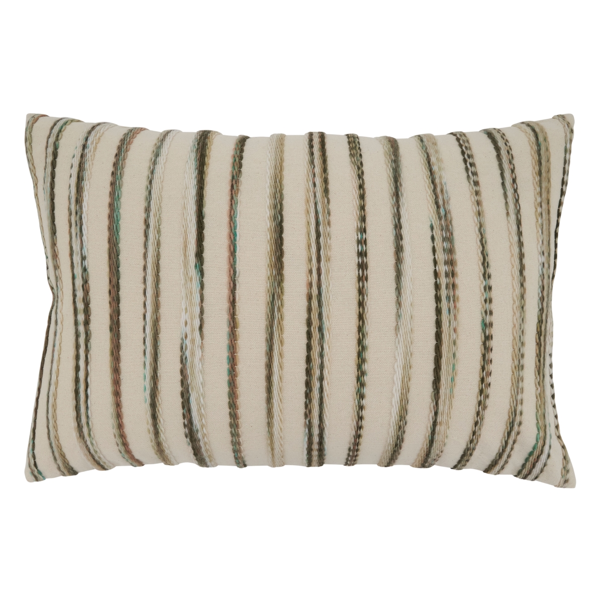 SARO  16 x 24 in. Oblong Multicolor Stripe Weave Design Pillow Cover