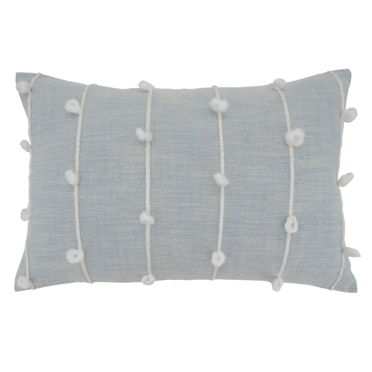 SARO  16 x 24 in. Oblong Light Blue Knotted Line Design Pillow Cover