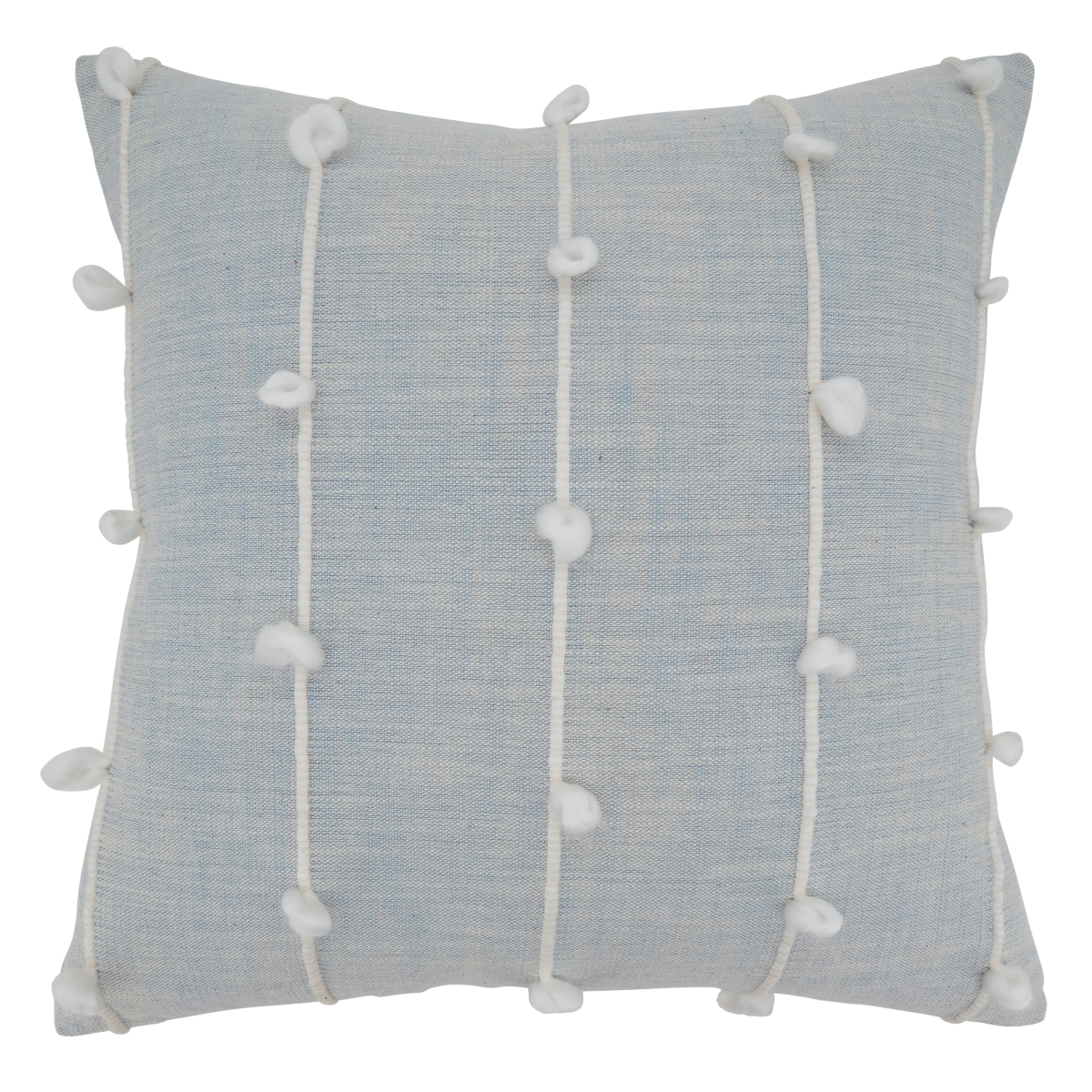 SARO  22 in. Square Light Blue Knotted Line Design Throw Pillow with Down Filling