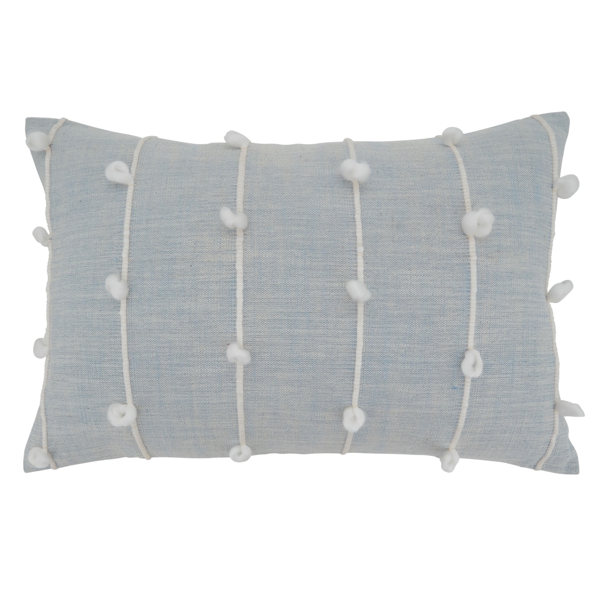 SARO  16 x 24 in. Oblong Light Blue Knotted Line Design Throw Pillow with Down Filling